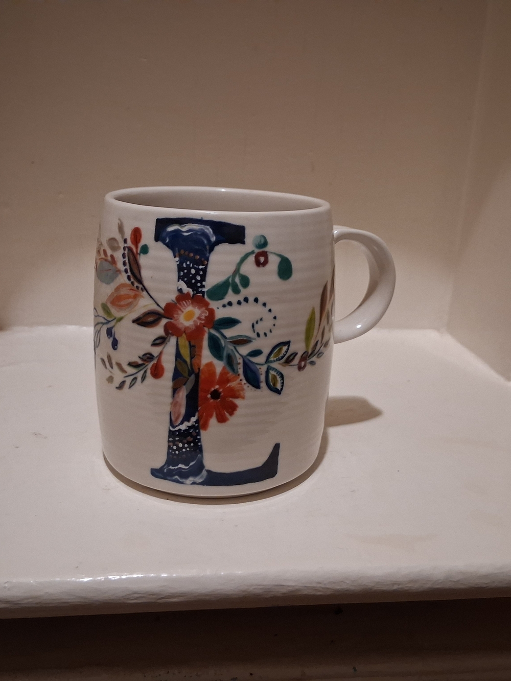 Anthropologie Petal Palette Monogram Mug